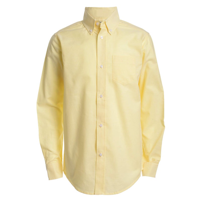Izod boys Long Sleeve Solid Button-Down Oxford Shirt, Yellow, 16